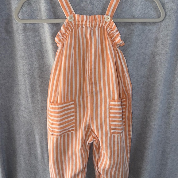 Zara Kids Orange Striped Overalls Sz 2-3 yrs romper jumpsuit - Picture 1 of 4
